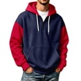 thumbnail image 1 of Mens Hoodies Quarter Zip Color Block Raglan Sleeve Pullover Drawstring Sweatshirt with Pocket Casual Outdoor Long Sleeve Tops Red M, 1 of 5
