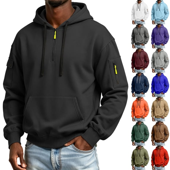 Mens Hoodies Quarter Zip Pullover al Hoodie for Men Sweatshirt,L