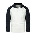thumbnail image 1 of Mens Hoodies Raglan Sleeve Colorblock Button Collar Hooded Sweatshirt Men's Sports Large,Size Casual Pullover Sweatshirt,Size M-3XL, 1 of 3