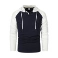 thumbnail image 1 of Mens Hoodies Raglan Sleeve Colorblock Button Collar Hooded Sweatshirt Men's Sports Large,Size Casual Pullover Sweatshirt,Size M-3XL, 1 of 3