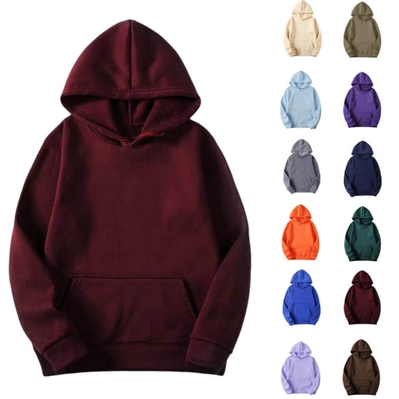 Mens Hoodies Sawvnm Women's Casual Fashionable Long Sleeved Hooded Pocket Top Long Sleeve Hooded Pullover Sweatshirts Blouse for Daily Wear Wine S