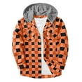 thumbnail image 1 of Mens Hoodies Shirts Jacket Flannel Long Sleeve Button up Plaid Casual Trendy Hooded Coat with Pocket New Mens Jackets Fall Orange XL, 1 of 5