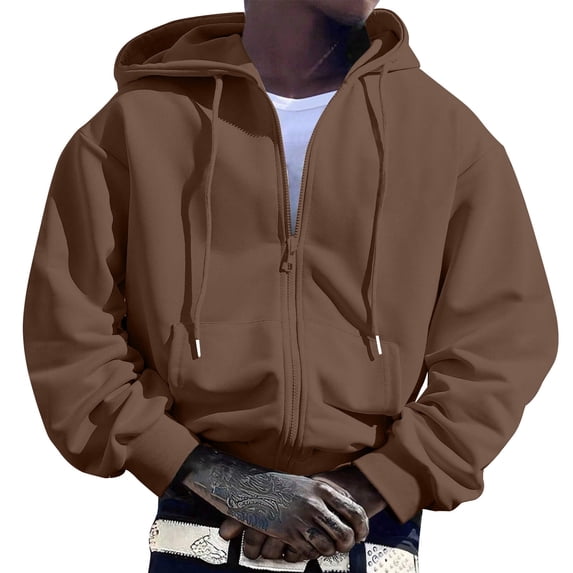 Mens Hoodies Soild Color Pullovers ,Zip Up Hoodie Casual Sweatshirt ,Long Sleeve Full Zip Hooded With Pocket Outerwear Clothes XXXL