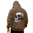 thumbnail image 1 of Mens Hoodies Sweatshirt Pullover Halloween Skull Graphic Loose Hooded Mens Work Clothing,Brown,M, 1 of 4