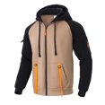 thumbnail image 1 of Mens Hoodies Sweatshirt Pullover Slim Fit Color Bloccked Pockets Drawstring Full Zip Mens Clothing,Khaki,L, 1 of 9