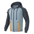 thumbnail image 1 of Mens Hoodies Sweatshirt Pullover Slim Fit Color Bloccked Pockets Drawstring Full Zip Mens Zip Up Hoodie,Light Blue,XL, 1 of 9