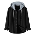 thumbnail image 1 of Mens Hoodies Sweatshirt Pullover Thickened Solid Colour Textured Fashion Mens Autumn And Winter Clothes,Black,L, 1 of 4