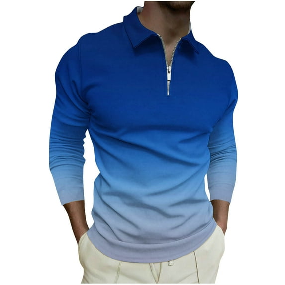 Mens Hoodies Sweatshirt with Pocket Plus Size Gradient Color Long SLeeve Sports Top Pullover Lapel Sweatshirt