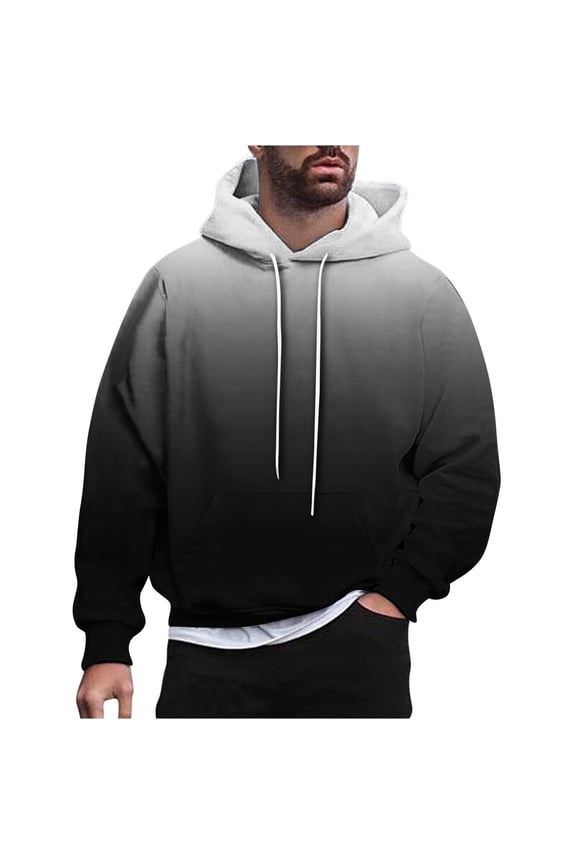 Mens Hoodies Tactical Sweatshirt Gradient Retro Pullover Sweater Training Running Thermal Sweatshirts Coat Round Collar Lightweight Work Leaisure Tracksuit Top Size M-4xl