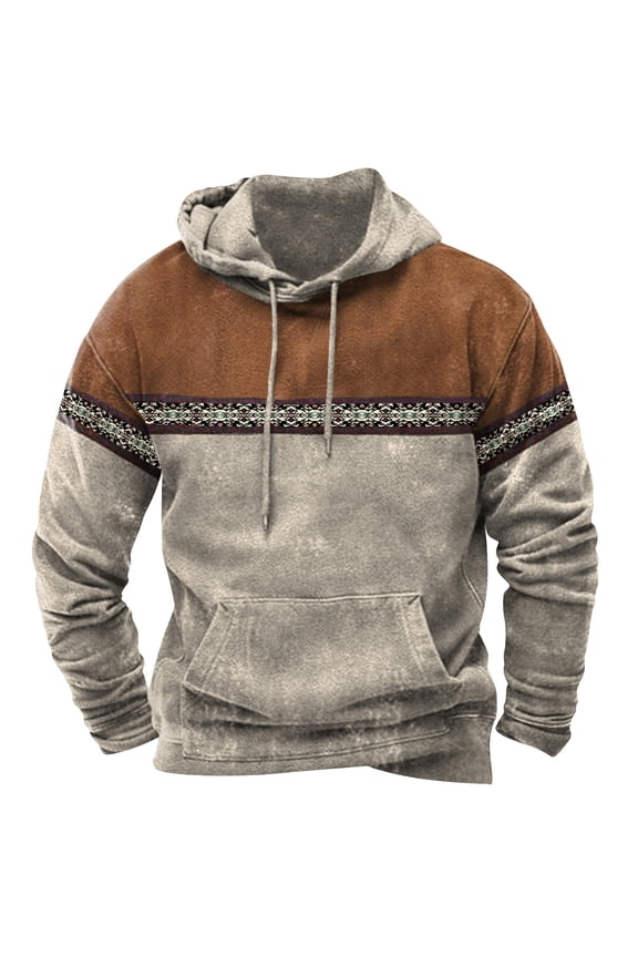 Mens Hoodies Tactical Sweatshirt Men's Combat Vintage Pullover Sweater Dropped Shoulder Training Running Thermal Hoody Coat Ethnic Style Work Hooded Top Loose Casual Streetwear