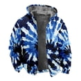 thumbnail image 1 of Mens Hoodies Tie Dye Lined Full Zip Heavyweight Hooded Sweatshirt Thick Warm Jacket Coat Fall Winter Blue XXXL, 1 of 2
