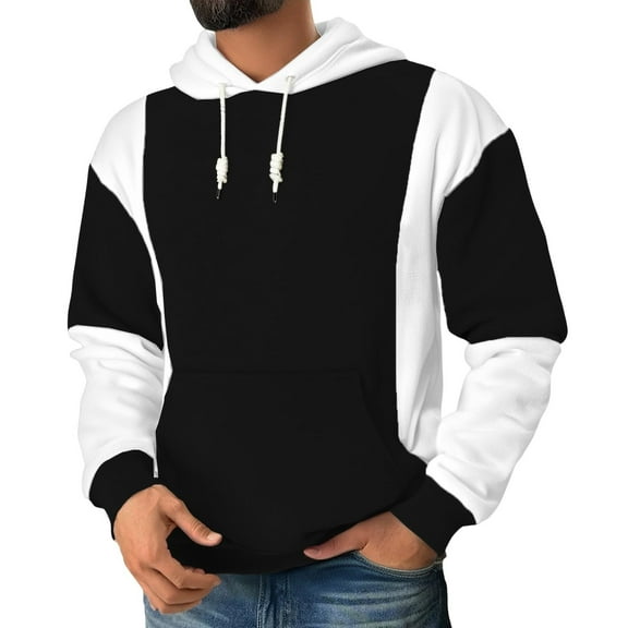 Mens Hoodies Vintage Patchwork Color Block Long Sleeved Casual Hooded Sweatshirt Pullovers Fall Winter,Size M-3XL
