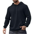 thumbnail image 1 of Mens Hoodies Waffle Knit Hoodie Pullover Cotton Oversized Vintage Hoodie Streetwear Sweatshirt Solid Color Hoody Drawstring Outwears Workout Sports Outdoor Sportwear with Pockets, 1 of 7
