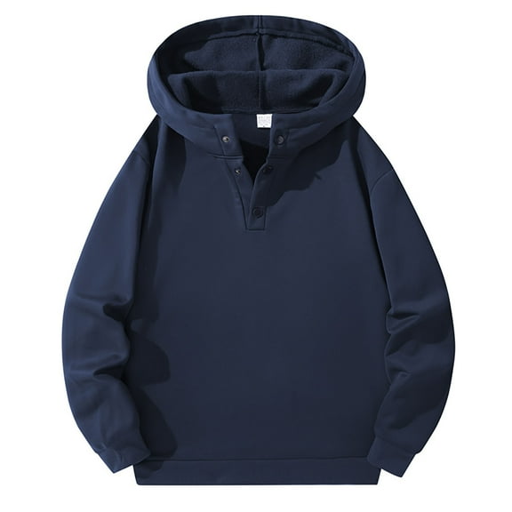 Mens Hoodies Winter Hoodies for Men Men's Hoodie Winter Warm Pullover Casual Solid Color Zip Up Sweatshirt With Half Chest Button Long Sleeve Comfortable Streetwear