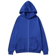 Mens Hoodies Zip Up Solid Color Fleece Lined Jackets Spring Fall Sweatshirts Zipped Hoodie Long Sleeve Tops Casual Hooded Jacket with Pockets Active Wear Hoody for Sports Running