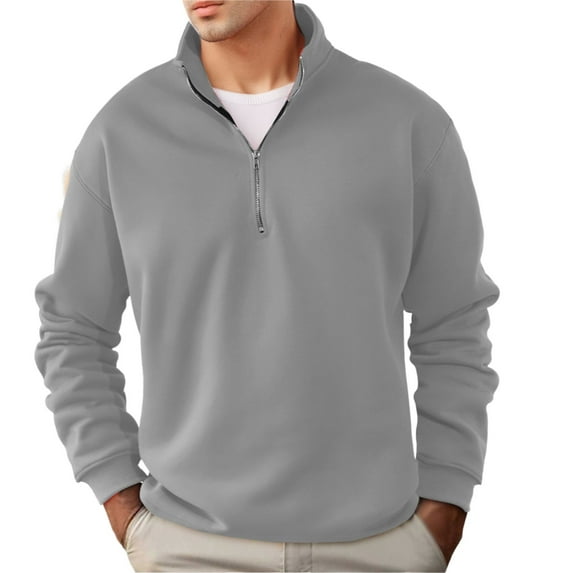 Mens Hoodless Hoodie Sweatshirts Neck Long Sleeved Sports Shirt Soft Retro Ethnic Style Mens Clothing,Grey,2XL