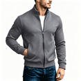 thumbnail image 1 of Mens Hoodless Sweater Coat Long Sleeve Long Sleeve Lightweight Zip Up Track Jacket Outwear Dark Gray XL, 1 of 9