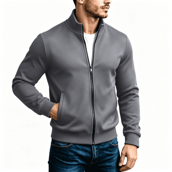 Mens Hoodless Sweater Coat Long Sleeve Long Sleeve Lightweight Zip Up Track Jacket Outwear Dark Gray XL