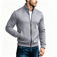 thumbnail image 1 of Mens Hoodless Sweater Coat Long Sleeve Zip Up Lightweight Long Sleeve Track Jacket Outwear Gray 2XL, 1 of 9