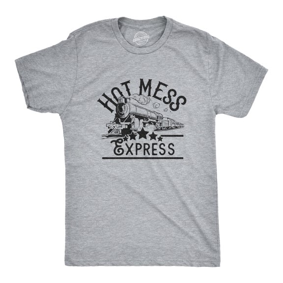 Mens Hot Mess T Shirt Funny Train Hangover Novelty Party Tee Graphic Tees