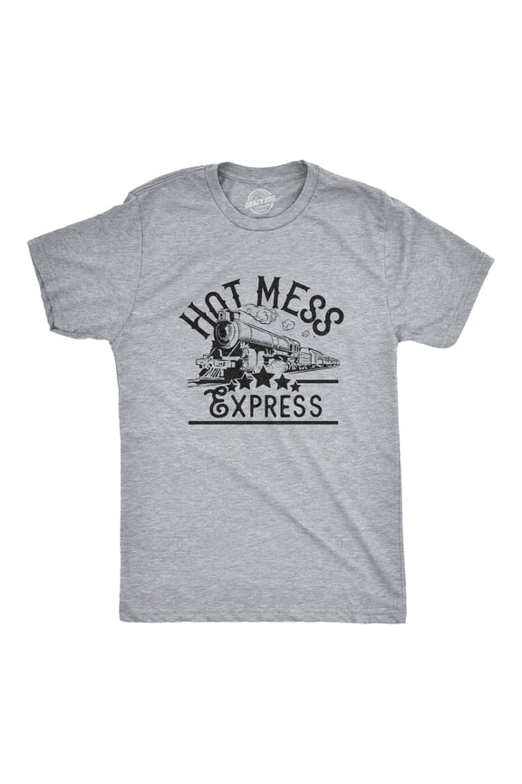 Mens Hot Mess Express T Shirt Funny Train Hangover Novelty Party Tee Graphic Tees