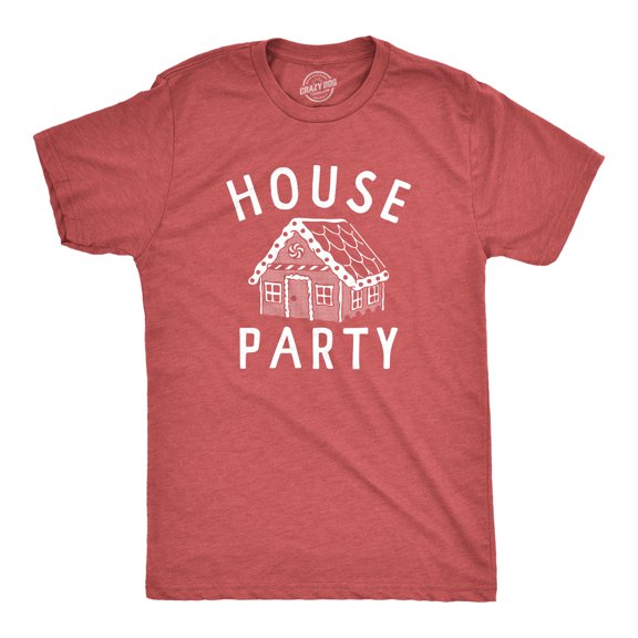 Mens House Party T Shirt Funny Christmas Gingerbread Cookie Decoration Joke Tee for Guys Graphic Tees