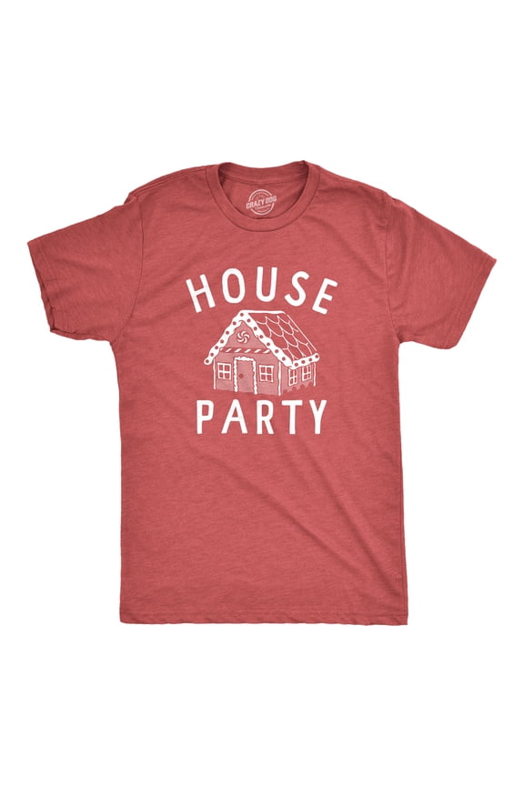 Mens House Party T Shirt Funny Xmas Gingerbread Cookie Decoration Joke Tee for Guys Graphic Tees