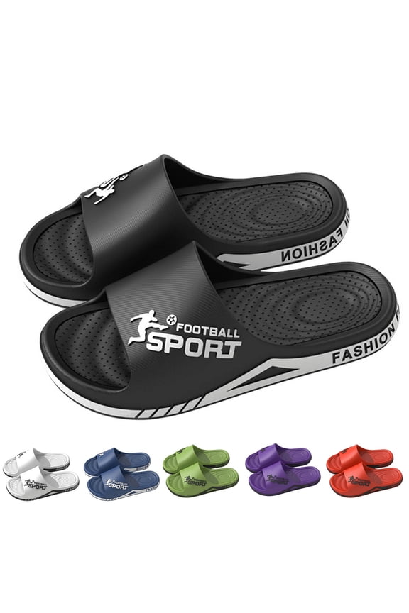 Mens House Slippers Arch Support Solid Shower Room Home Non Breathable Massage Soft Sole Quick Drying Comfortable Flat Open Toe Men's House Shoes