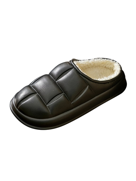 Mens House Slippers with Arch Support Fleece Lined Memory Foam Warm Comfortable Slip On Bedroom Cloud Slippers