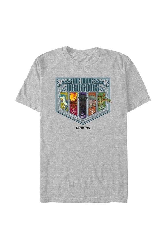 Mens How to Train Your Dragon We Have Dragons Emblem T Shirt