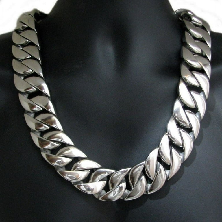 Men's Huge 30MM Thick Chain Silver Cuban Link 316L Stainless Steel 36  Necklace