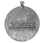 Mens Huge The Last Supper Iced Micro Pave Flat Pendant Bling Charm Silver Tone Hip Hop Medallion