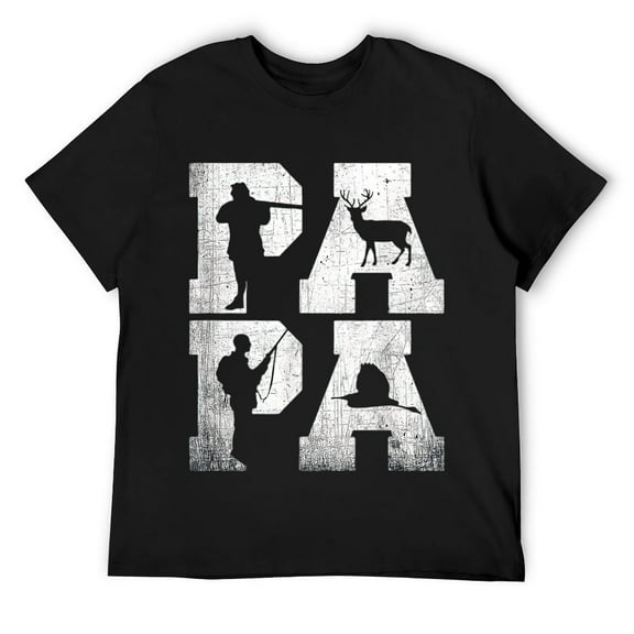 Mens Hunter Dad T-Shirt Papa Hunting Shirt Father Deer Hunter T-Shirt Black