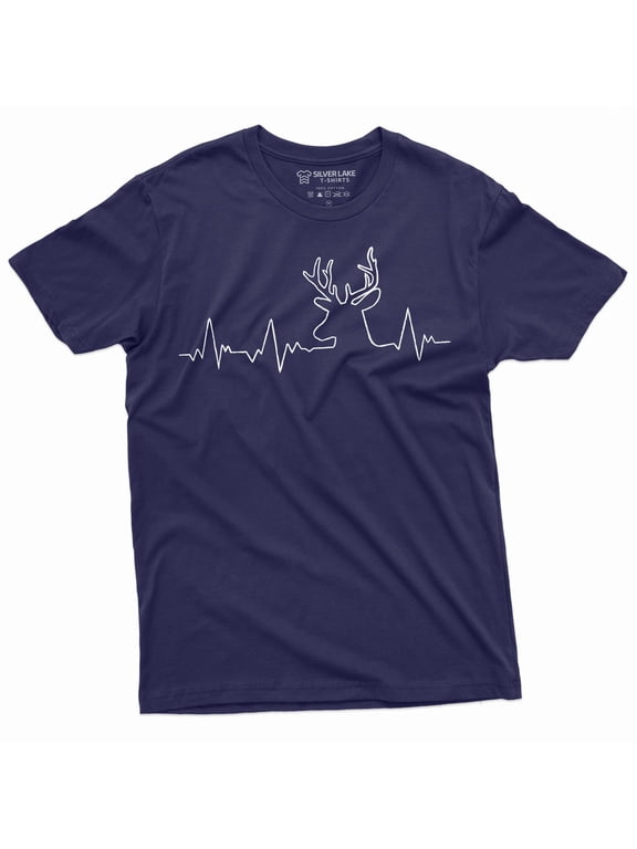 Mens Hunting Pulse T-Shirt Deer Hunt Heartbeat Camo Outdoors Camping Hobby Tee (4X-Large Navy Blue)