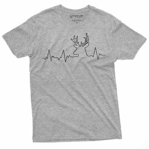 Mens Hunting Pulse T-Shirt Deer Hunt Heartbeat Camo Outdoors Camping Hobby Tee (XX-Large Grey)