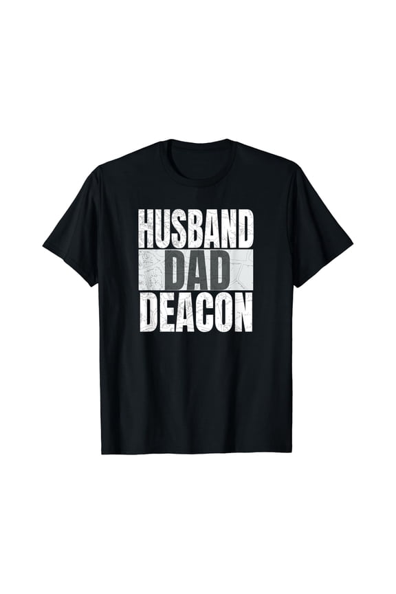 Mens Husband Dad Deacon For Catholic Fathers Religious Men T-Shirt