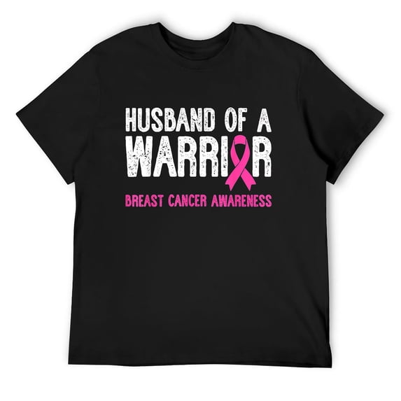 Mens Husband Of A Warrior Breast Cancer Awareness Support Squad T-Shirt Black Large