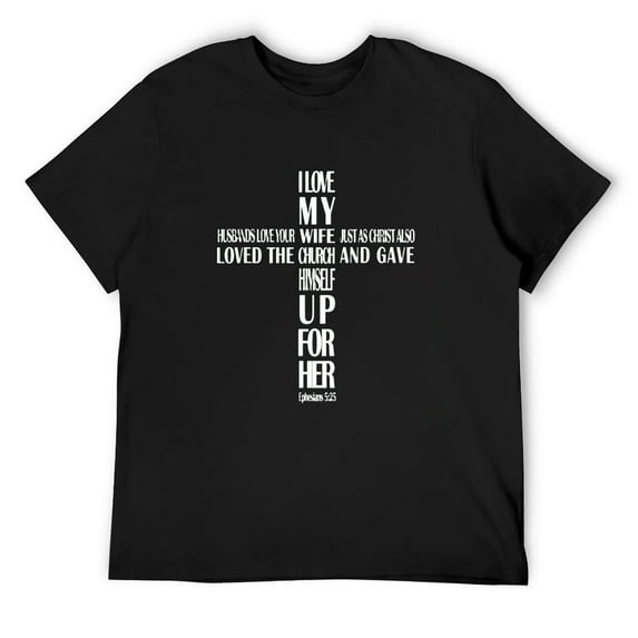 Mens Husbands Love Your Wife - I Love My Wife Cross T-Shirt Black 4X-Large