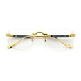 thumbnail image 1 of Mens Hustler Rimless Narrow Rectangle Metal Rim Fashion Eyeglasses Gold Black, 1 of 8