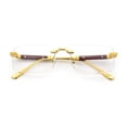 thumbnail image 1 of Mens Hustler Rimless Narrow Rectangle Metal Rim Fashion Eyeglasses Gold Brown, 1 of 8