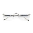 thumbnail image 1 of Mens Hustler Rimless Narrow Rectangle Metal Rim Fashion Eyeglasses Silver Black, 1 of 8