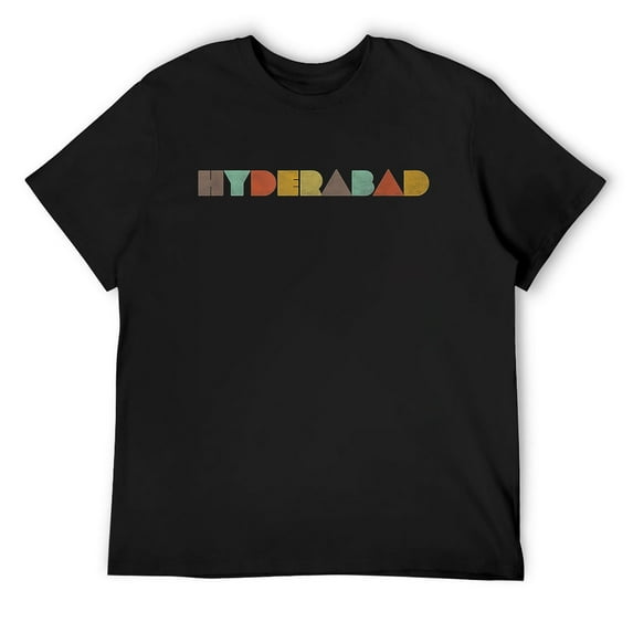 Mens Hyderabad Vintage T-Shirt Black Large