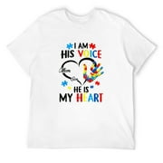 Mens I Am His Voice He Is My Heart Autism Awareness Mom Son T-Shirt White Small