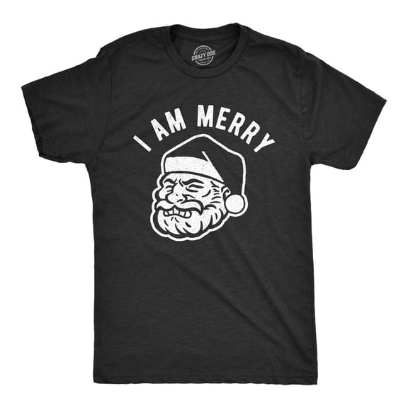 Mens I Am Merry T Shirt Funny Santa Claus Face Graphic Novelty Vintage Tee Graphic Tees