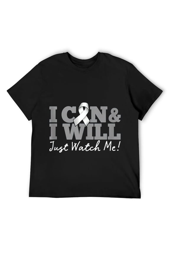 Mens I Can & I Will Beat Lung Cancer Warrior Just Watch Me T Shirt Black