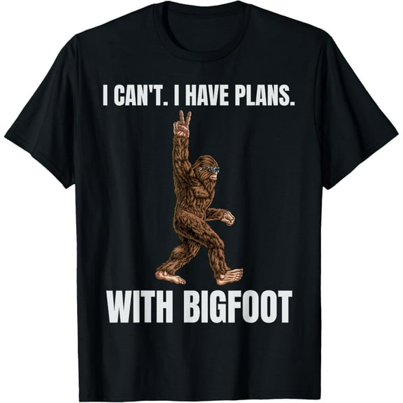 Mens I Can't I have Plans Shirts With Bigfoot Funny Sasquatch Big Foot T-Shirt
