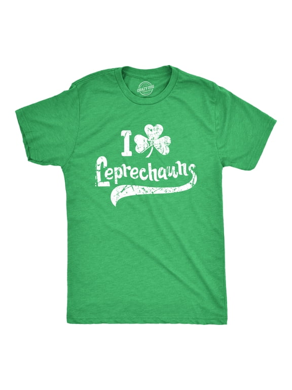 Mens I Clover Leprechauns T Shirt Funny Saint Patricks Day Cool Green Patty Tee Graphic Tees