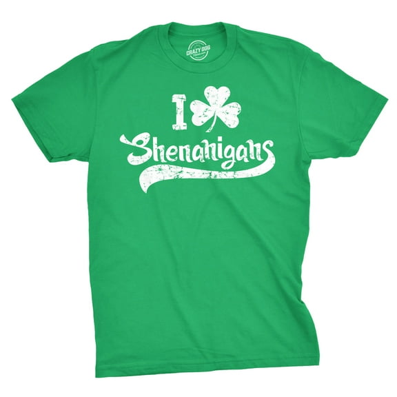 Mens I Clover Shenanigans T Shirt Funny Green Clover St Saint Patricks Day Tee Graphic Tees