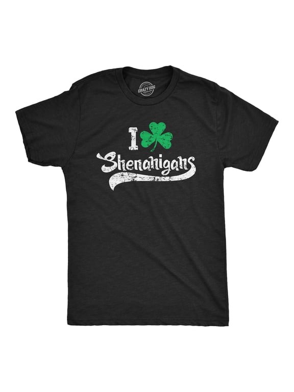 Mens I Clover Shenanigans T Shirt Funny Green Clover St Saint Patricks Day Tee Graphic Tees