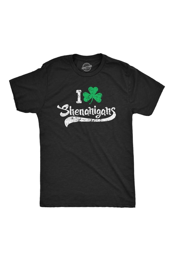 Mens I Clover Shenanigans T Shirt Funny Green Clover St Saint Patricks Day Tee Graphic Tees